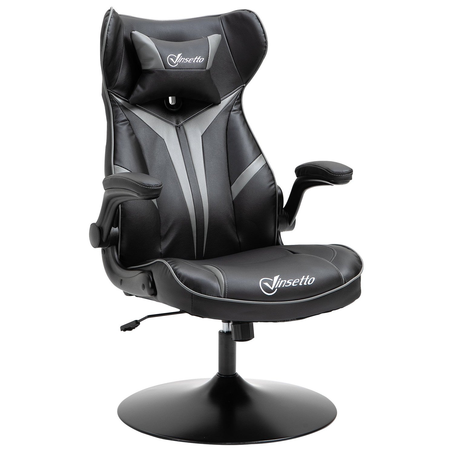 Ergonomisk spelsnurrstol, justerbar höjd, svart/grå