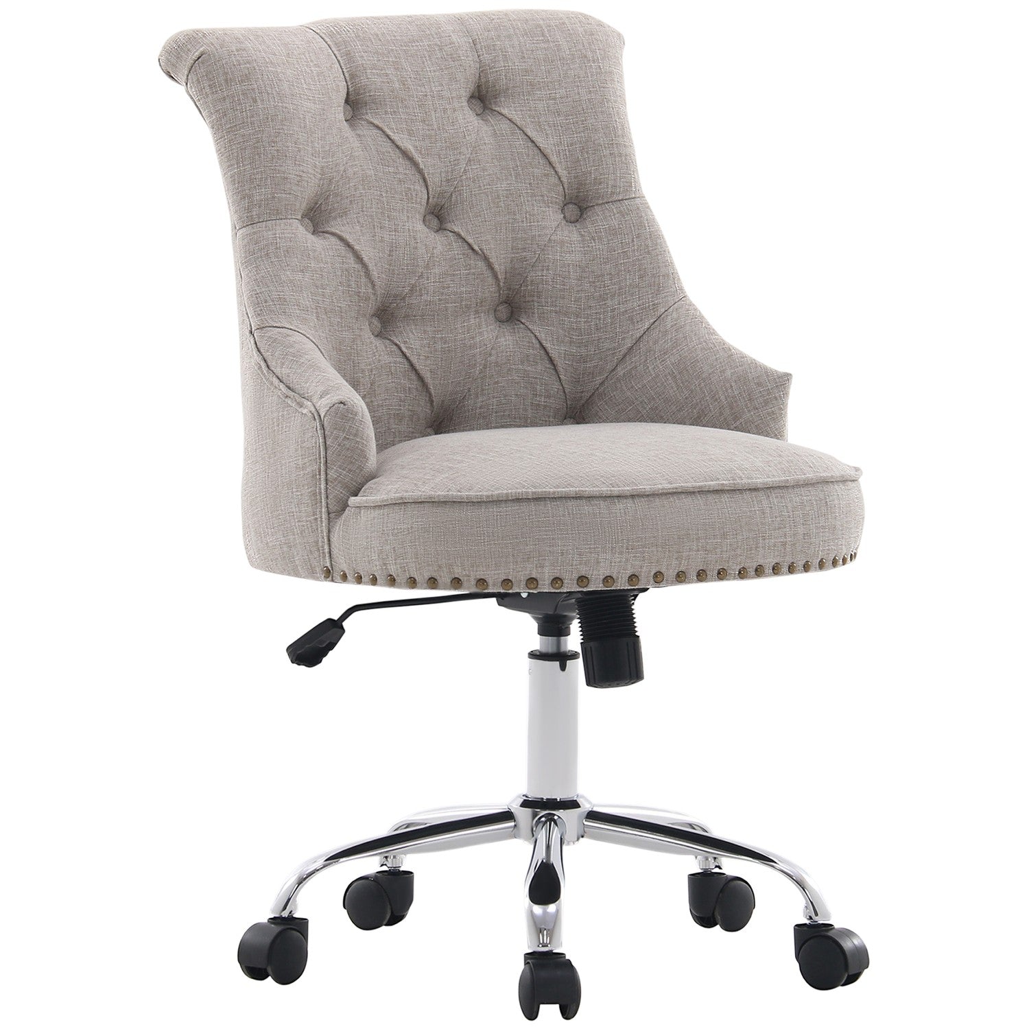 Executive Swivel Chair i ljusgrå linne, justerbar i höjdled