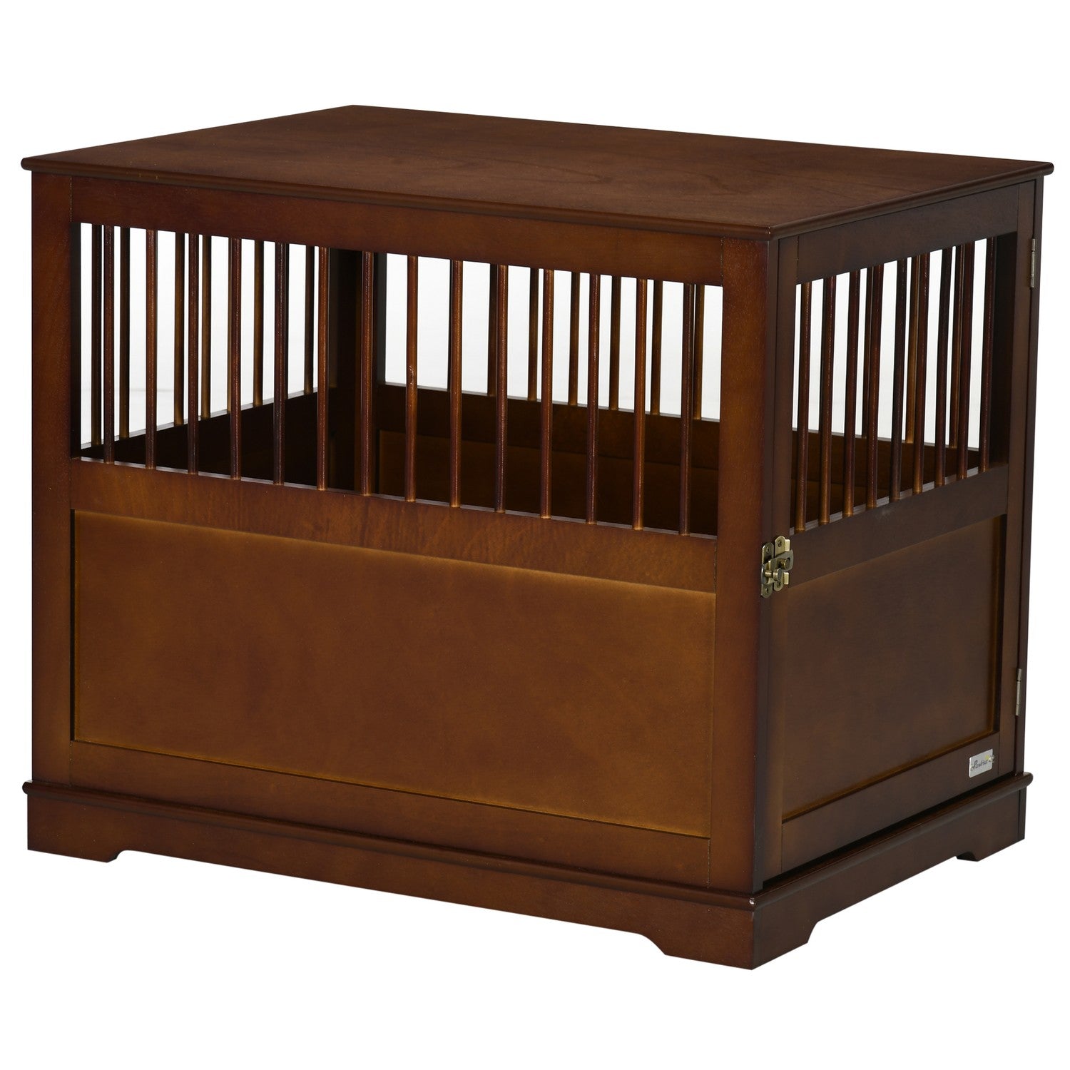 Snygg medelstor hundbur med bordsskiva, låsbar dörr