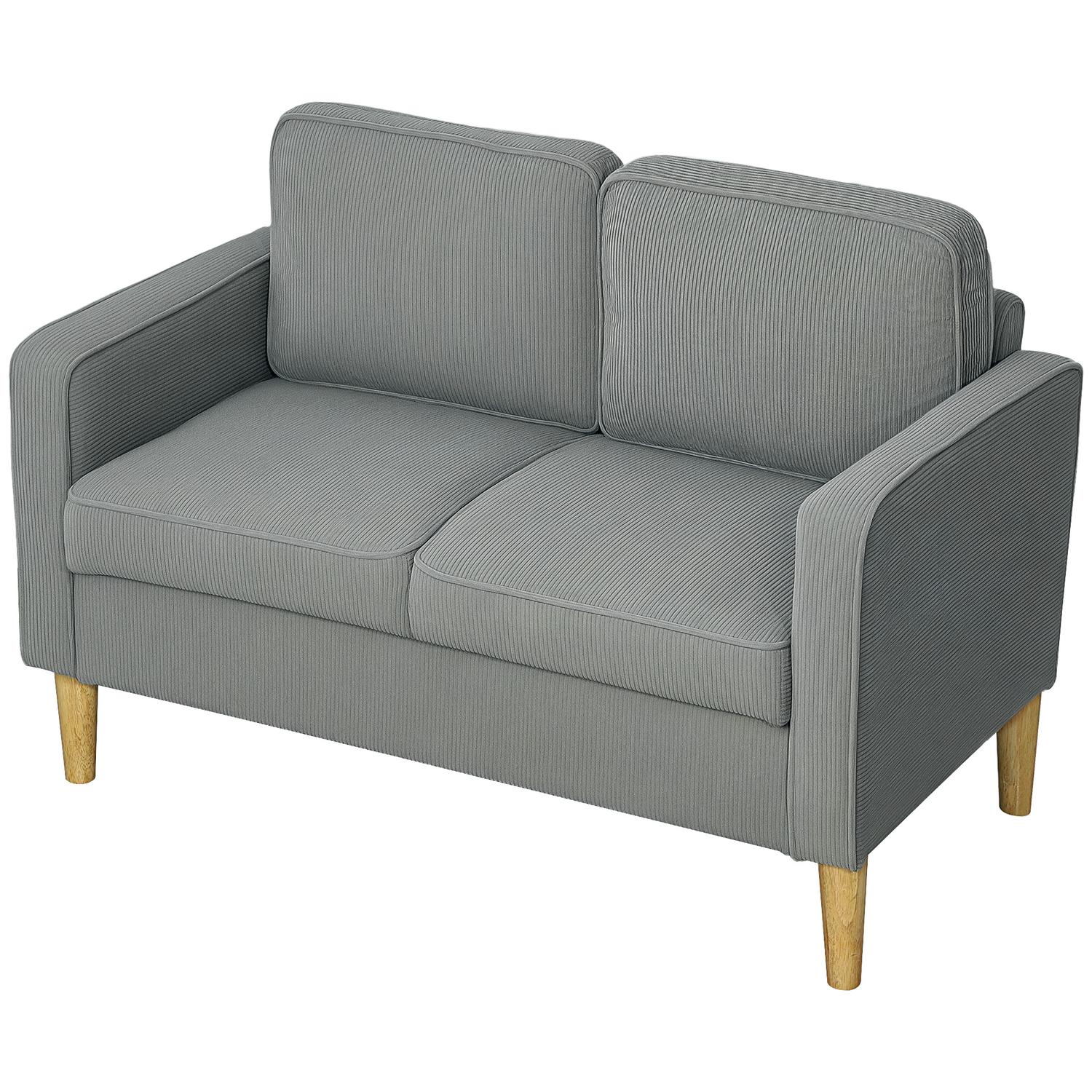 Liten 2-sits soffa med förvaring, manchesterlook, ljusgrå
