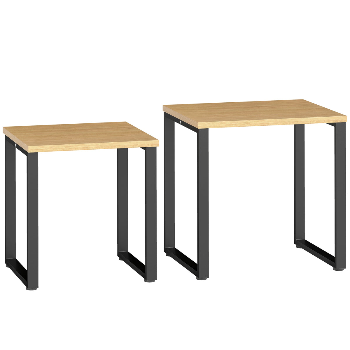 Sada 2 konferenčních stolků, vzhled dřeva, kovový rám, stohovatelný design