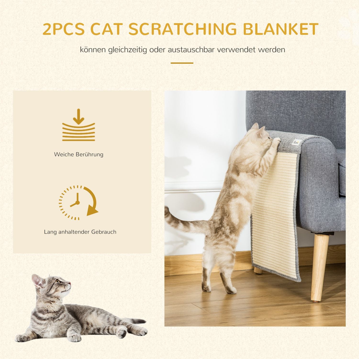 Sofffåtölj Cat Scratch Protector Mats, set om 2, Sisal