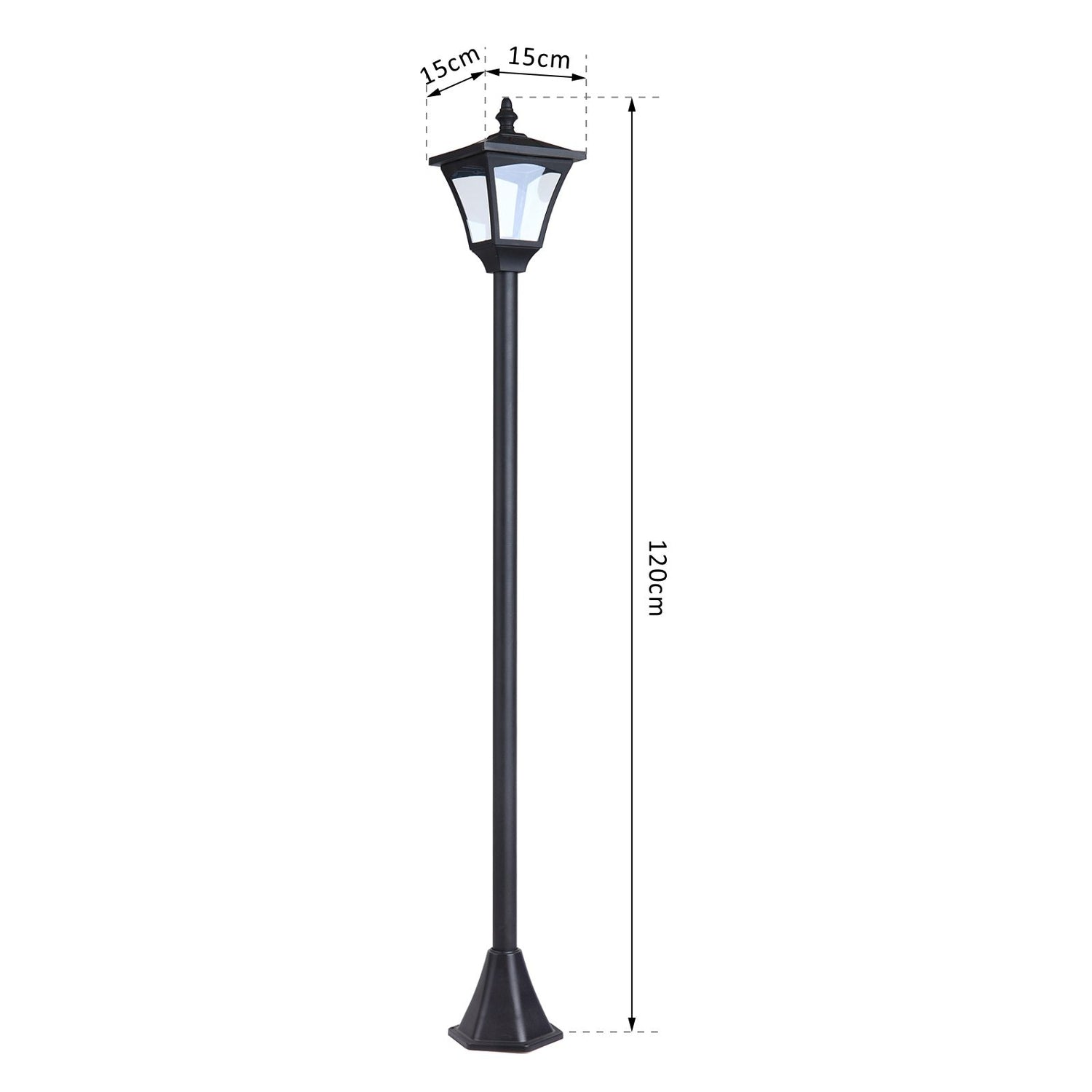 Solar Path Light med 10-lumen LED, svart, 120cm
