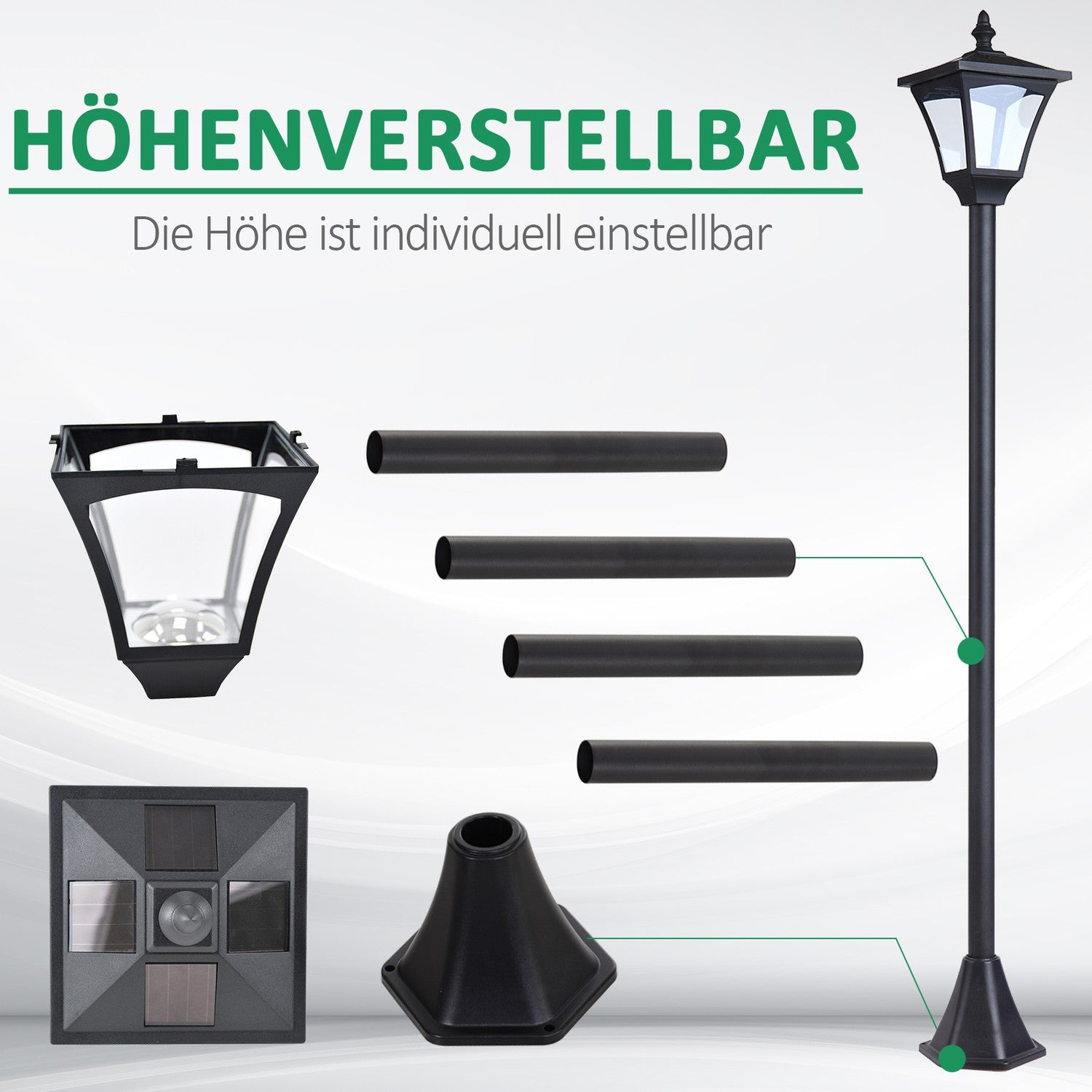 Solar Path Light med 10-lumen LED, svart, 120cm