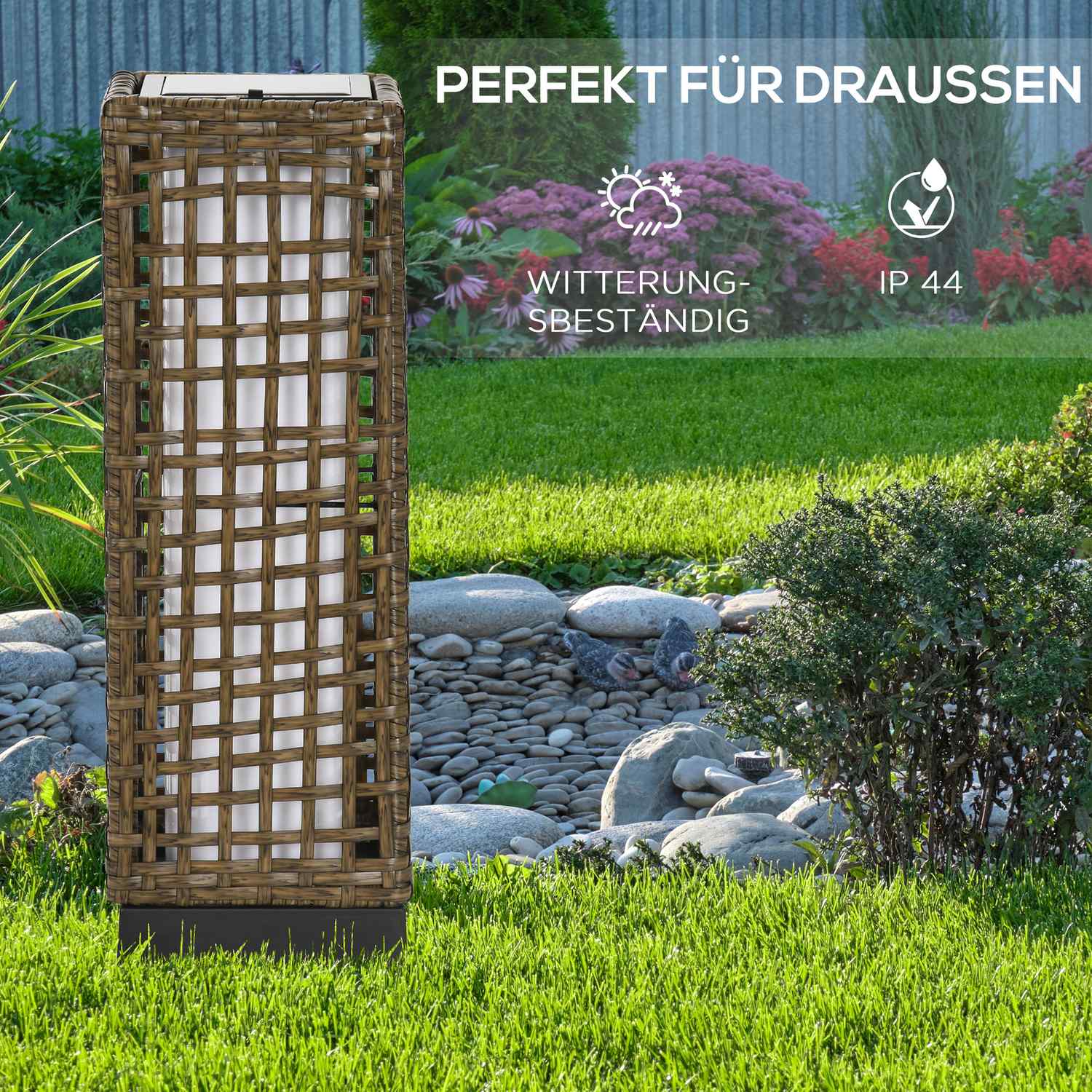 Solar rottinglampa – Vattentät LED med ljussensor