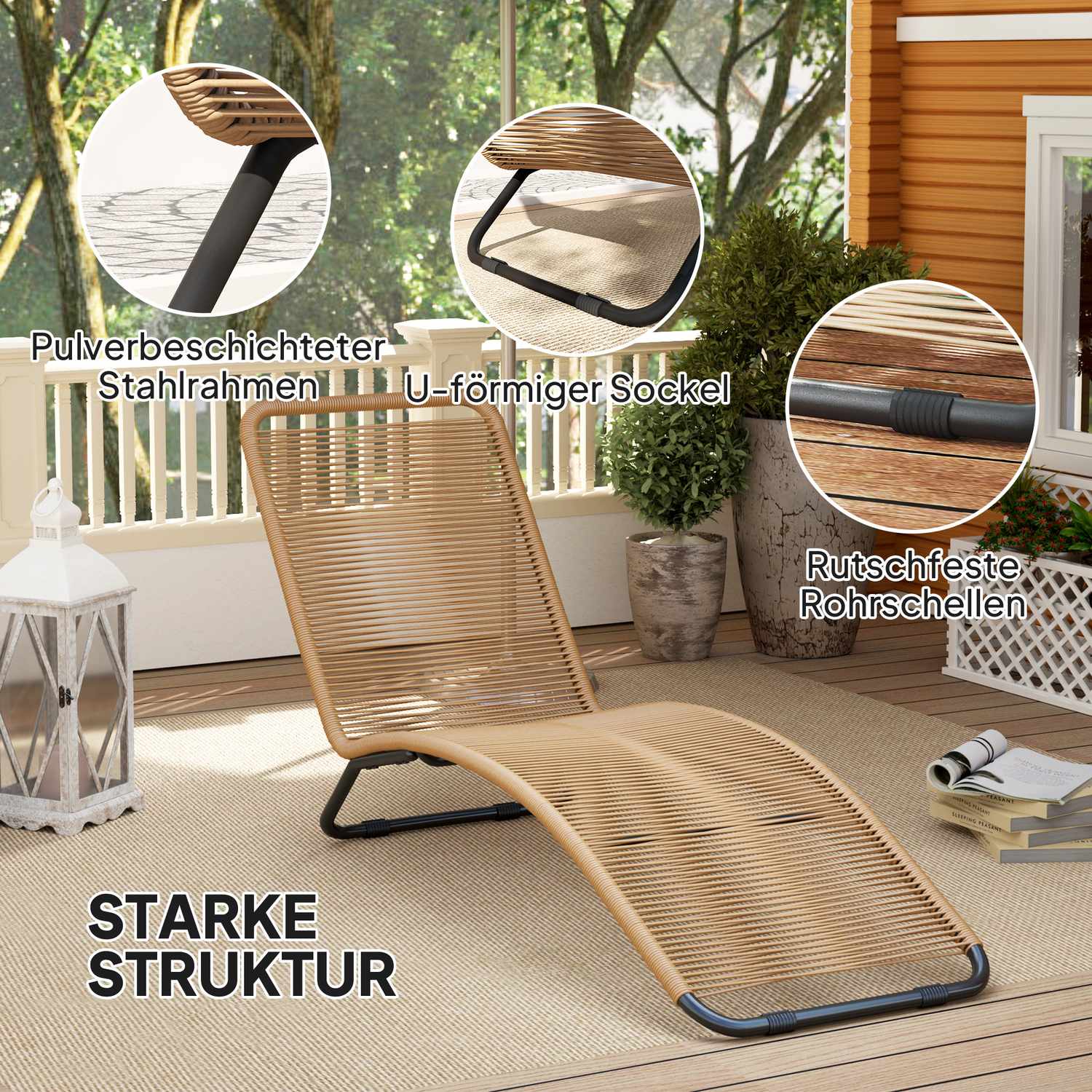 Solstol i polyrattan med UV-skydd – väderbeständig utomhusfåtölj