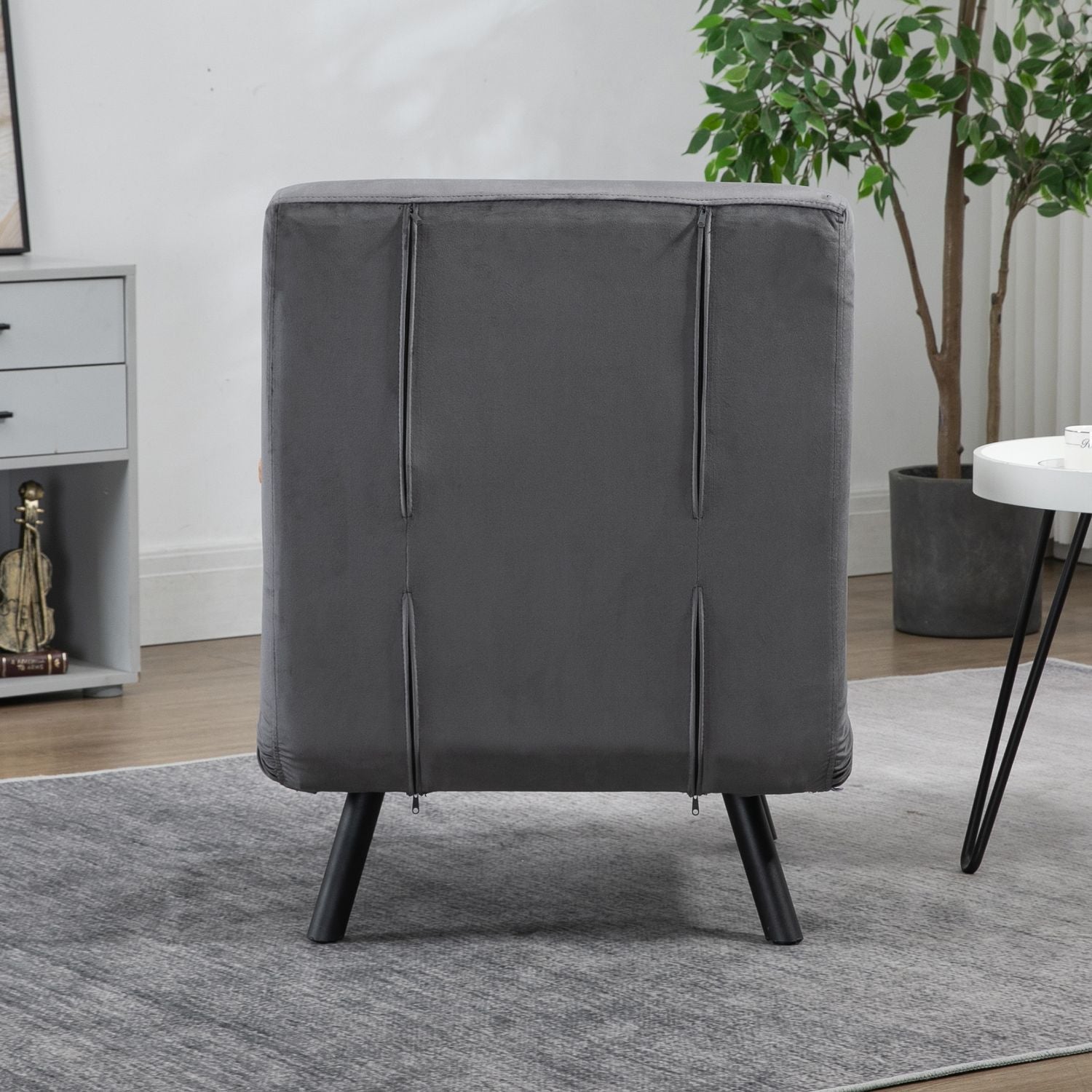 Justerbar sovstol, sammetslook, mörkgrå