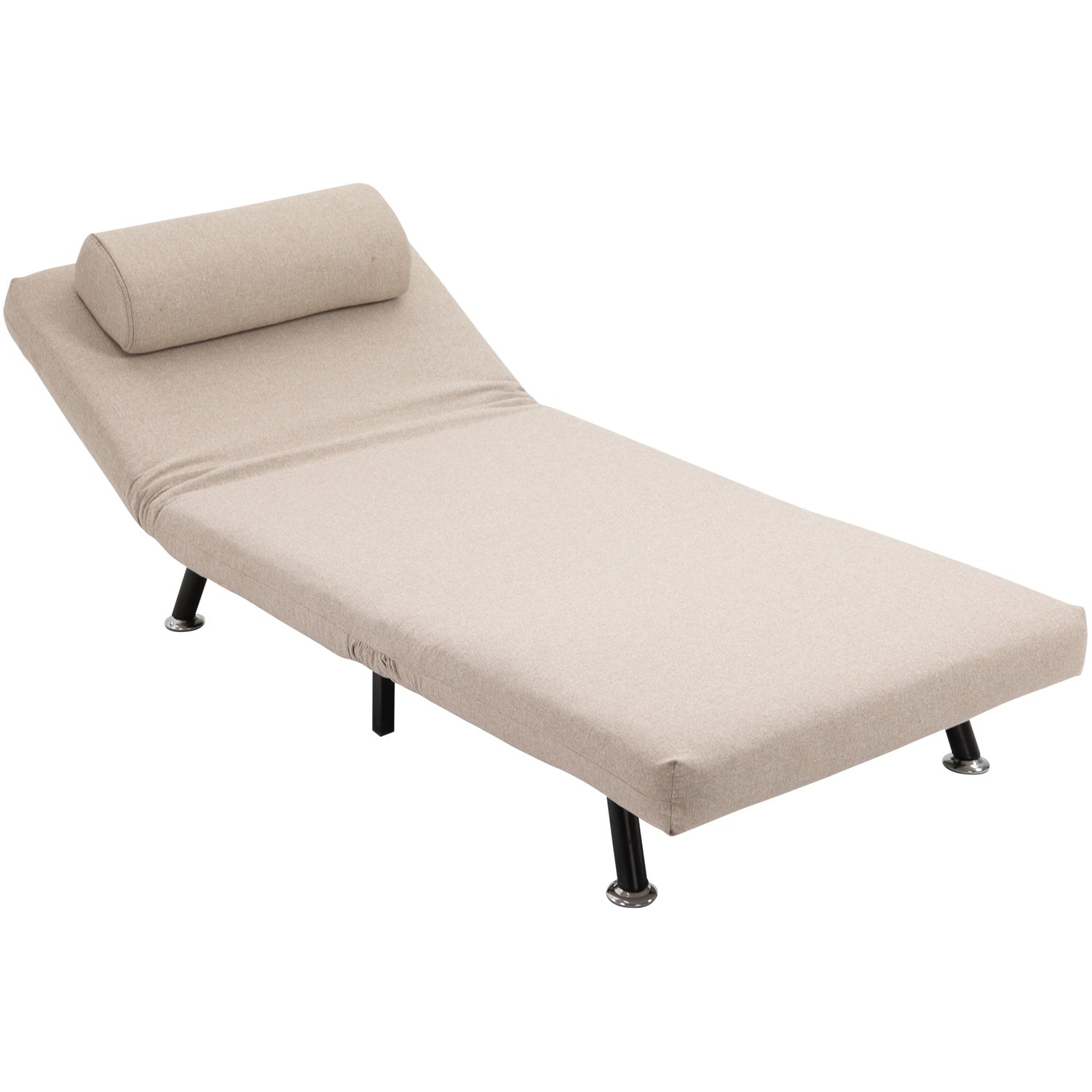 Fällbar sovstol, justerbart linne, beige, 150 kg kapacitet