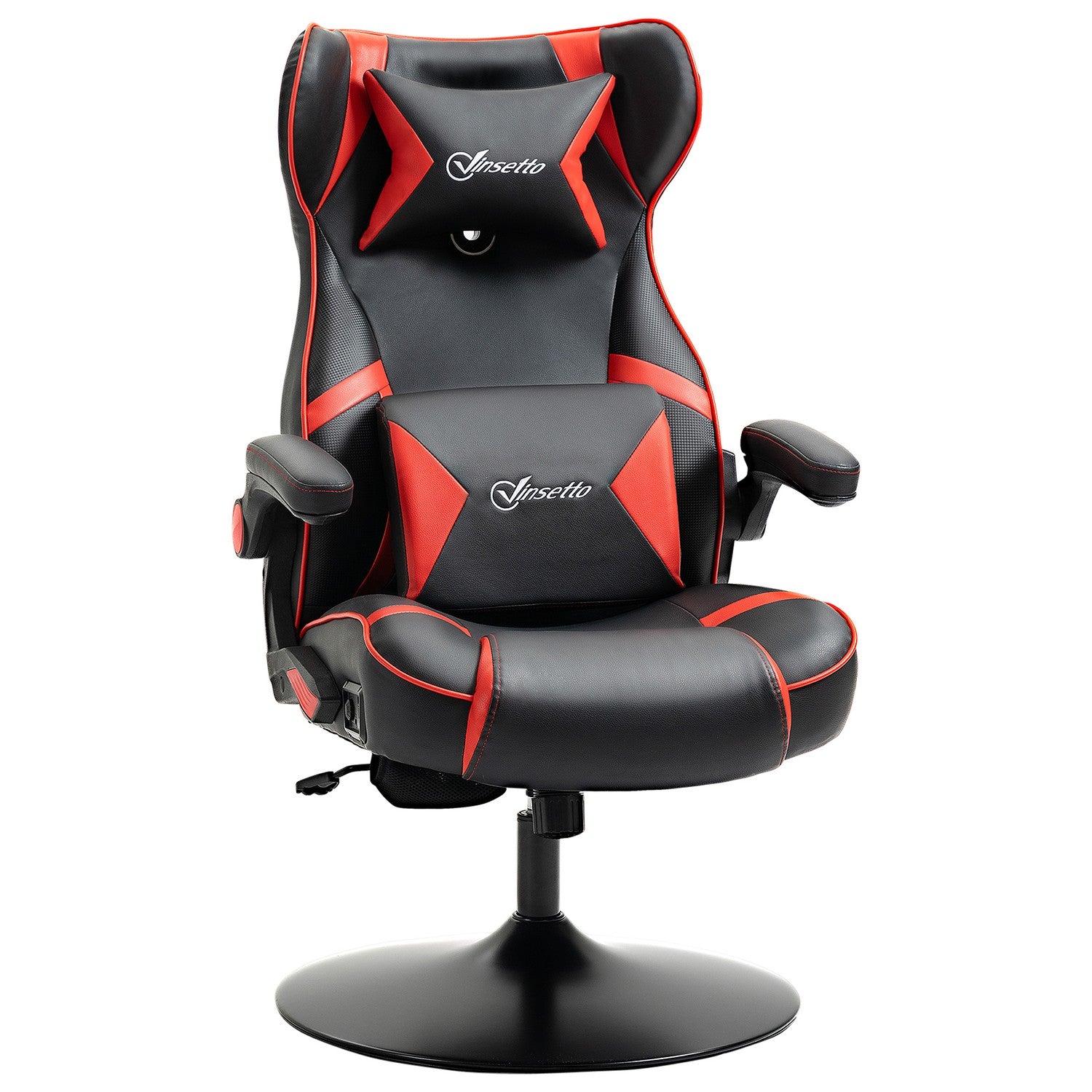 Ergonomisk spelstol med högtalare, justerbar höjd, konstläder