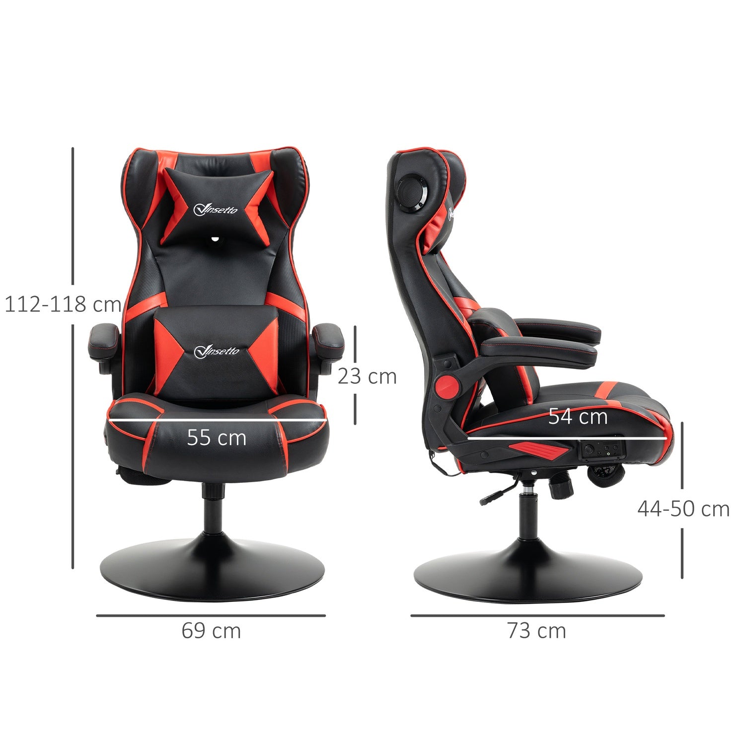 Ergonomisk spelstol med högtalare, justerbar höjd, konstläder