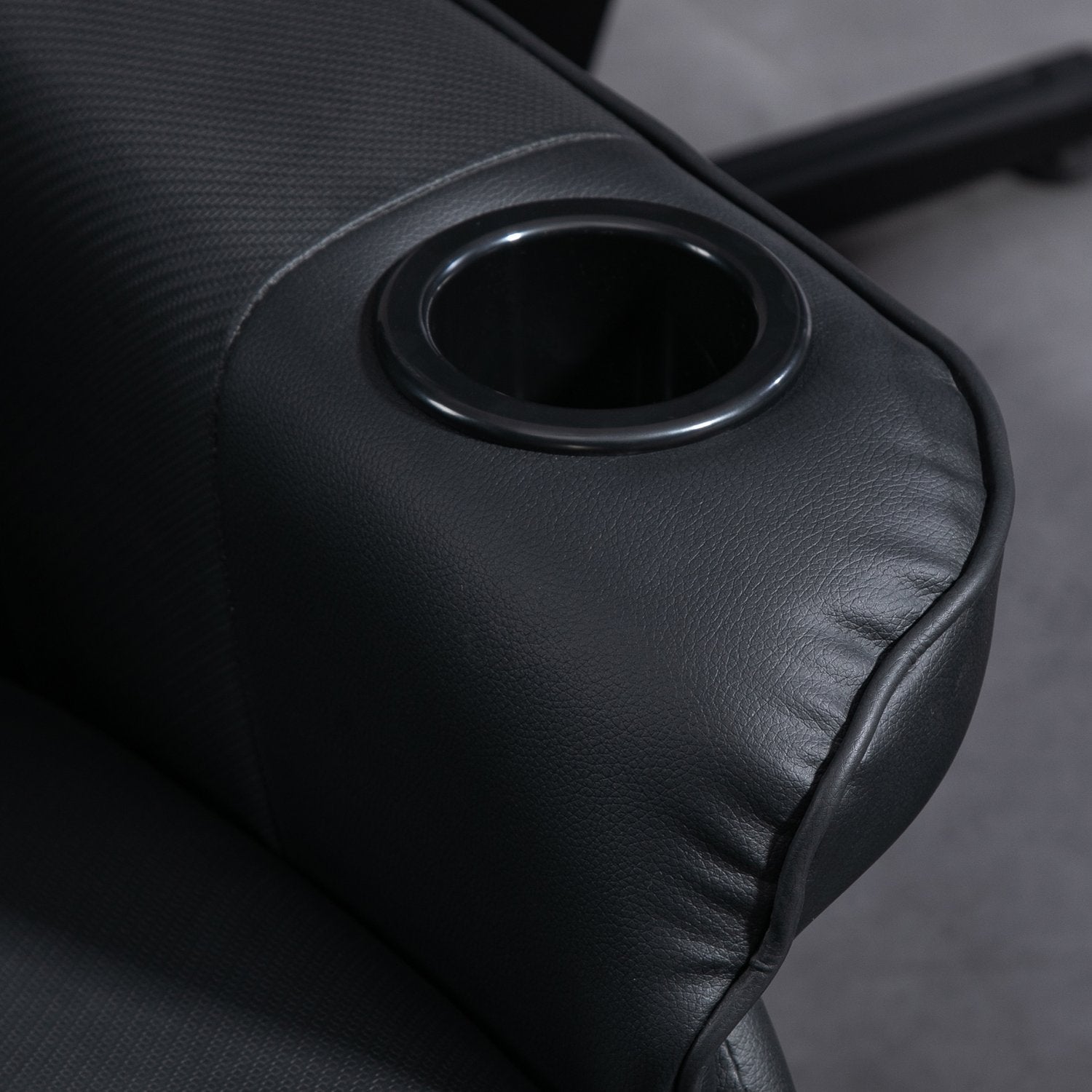 Spelstol med massage och fotstöd, svart läder-look