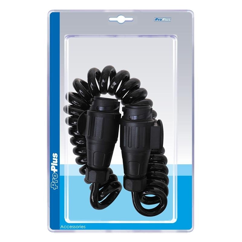 Spiralkabel 3,5M 13 trådar med 2x 13-stifts plugg PVC i blister