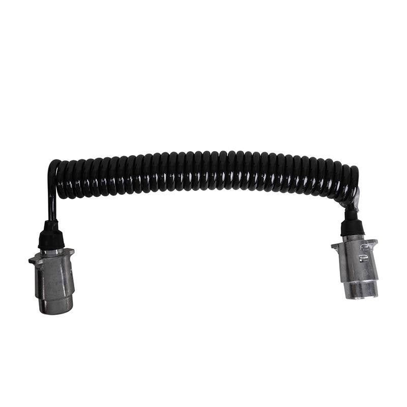 Spiralkabel 4,5M med 2x 7-polig kontakt metall i blister