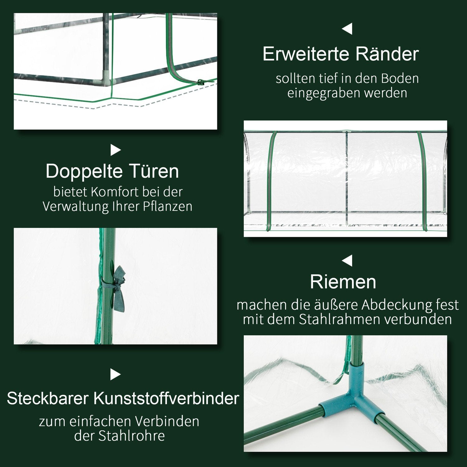 Växthus Med Dörr, Kall Ram, Växtuppfödning, Stål Pvc, 200X100X80Cm