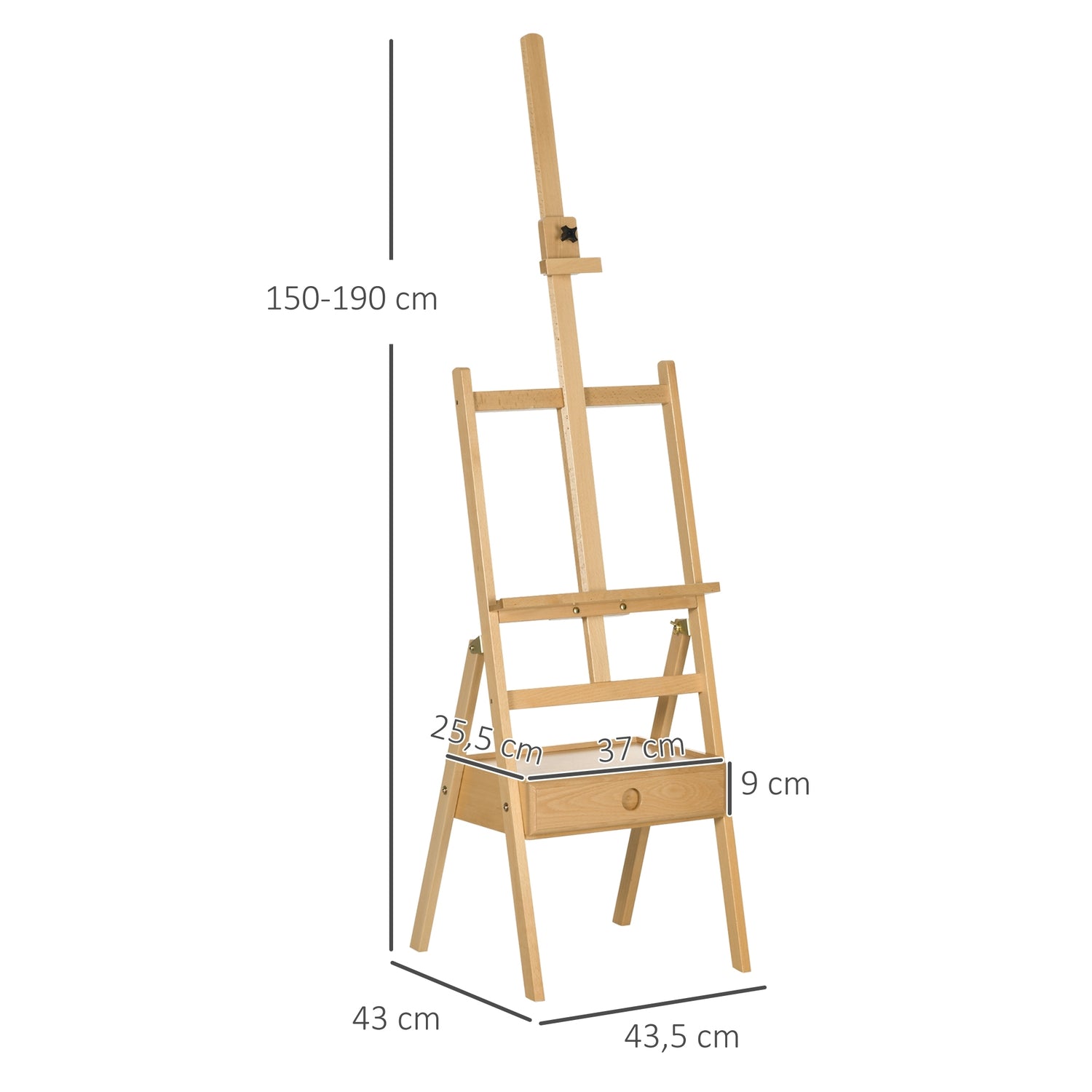 Höjdjusterbar trästafli för dukar upp till 92 cm