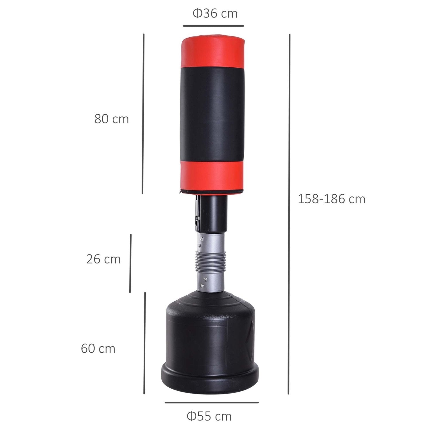 Stående Boxningssäck Boxning Dummy Boxning Dummy Träning Boxningspartner Boxningssäck Box 158-186 Cm Höjdjusterbar Nyhet Svart + Röd