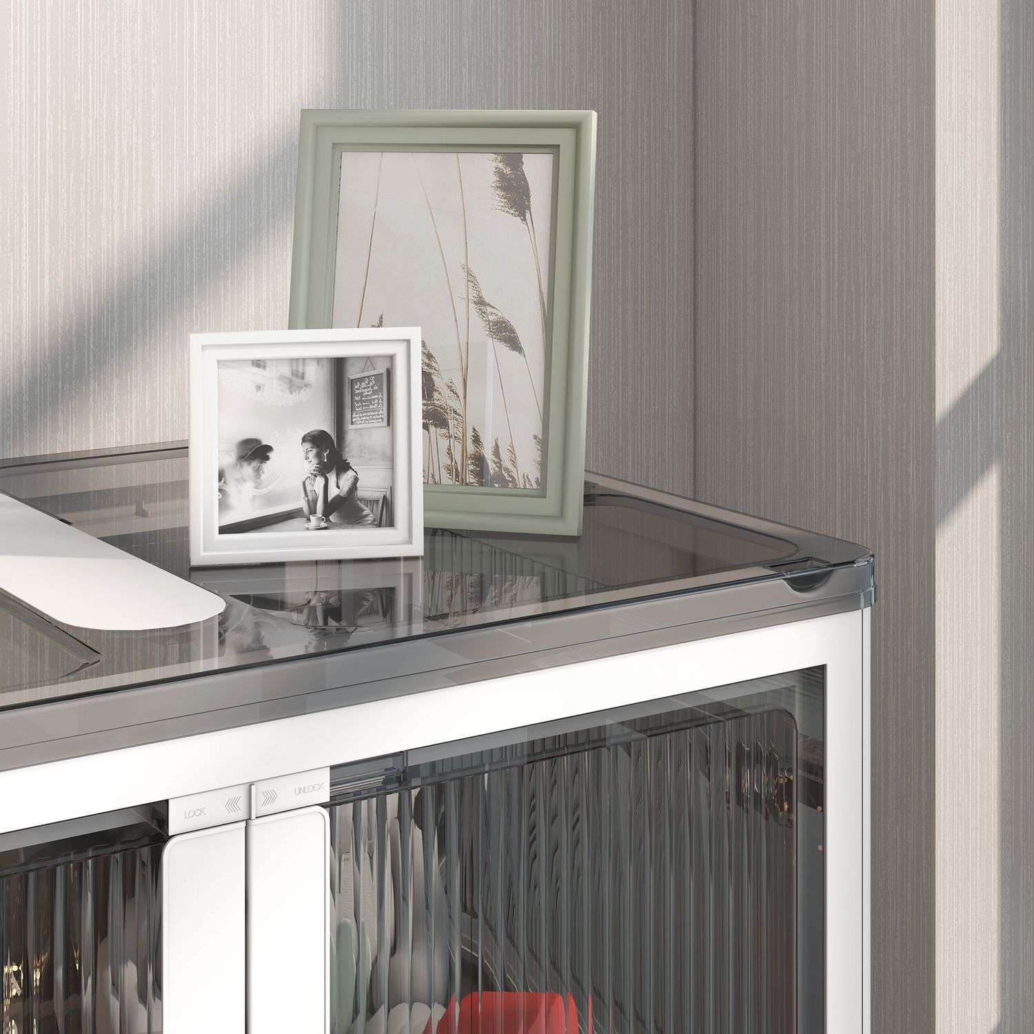 Stapelbar 69L förvaringslåda med hjul, hopfällbar, vit