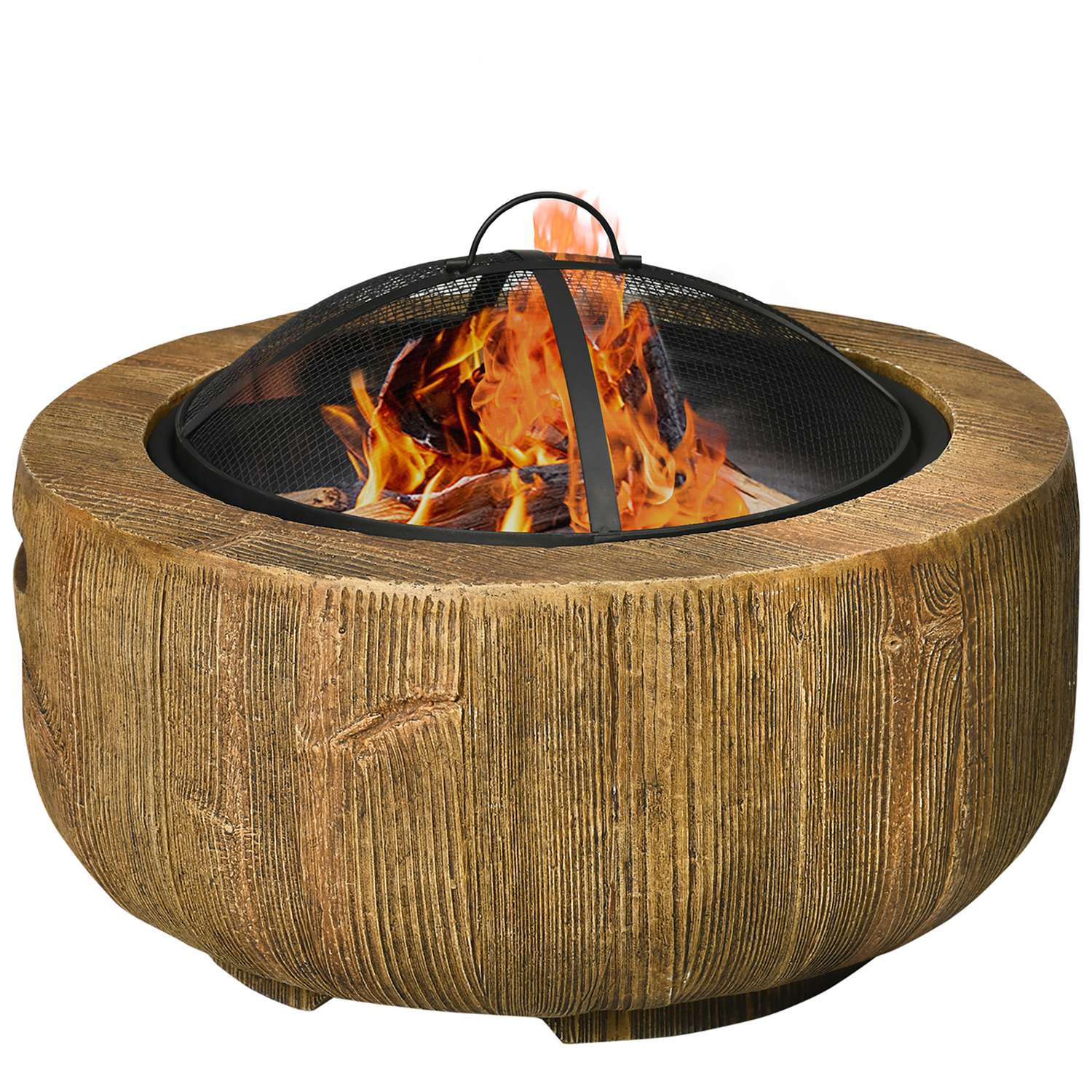 Steel Fire Pit Bowl med lock & poker för trädgårdscamping