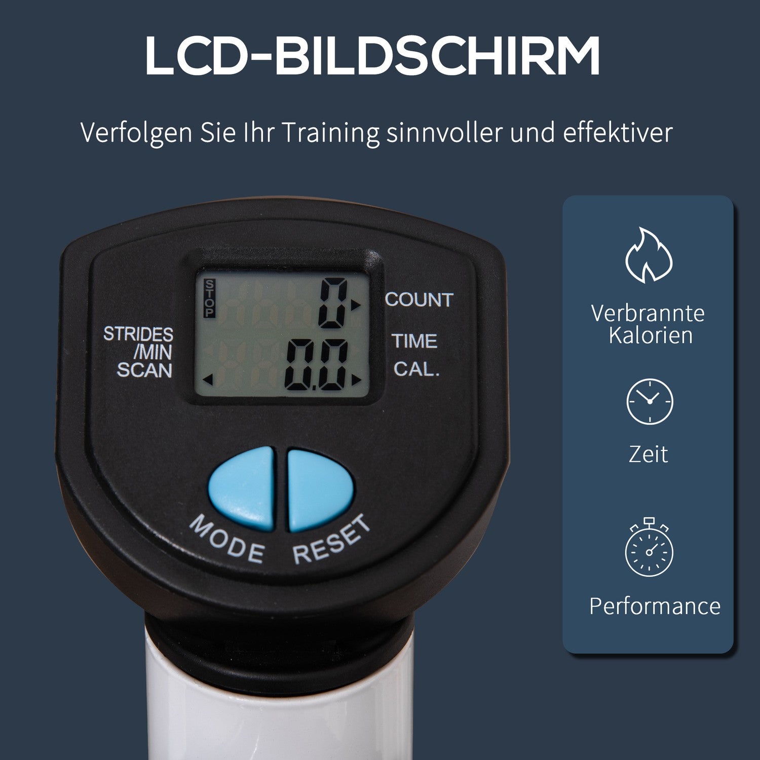 Fitness Swing Stepper med handtag, LCD, 100 kg kapacitet