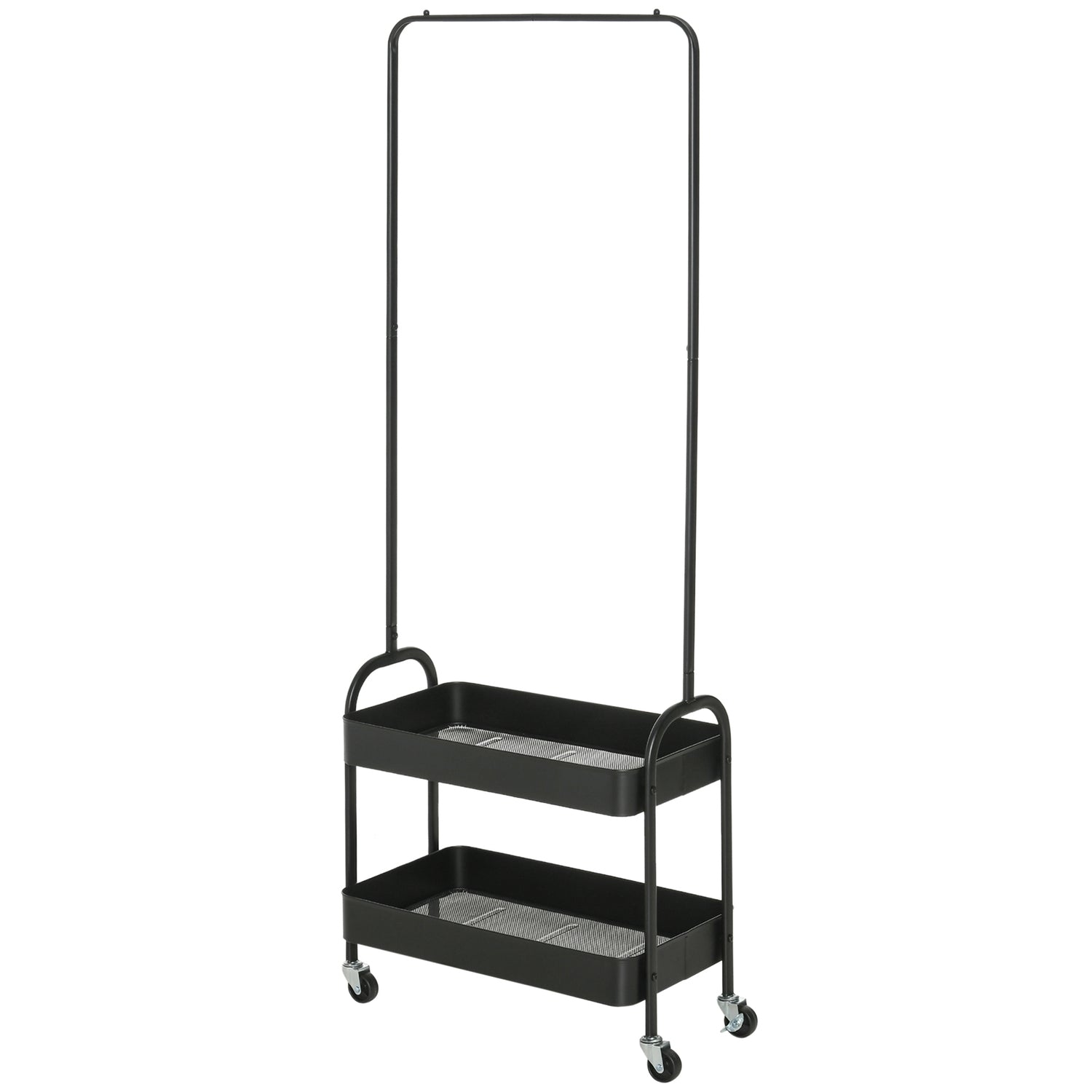 Stål Kläder & skoställ på hjul, 16 kg kapacitet, svart