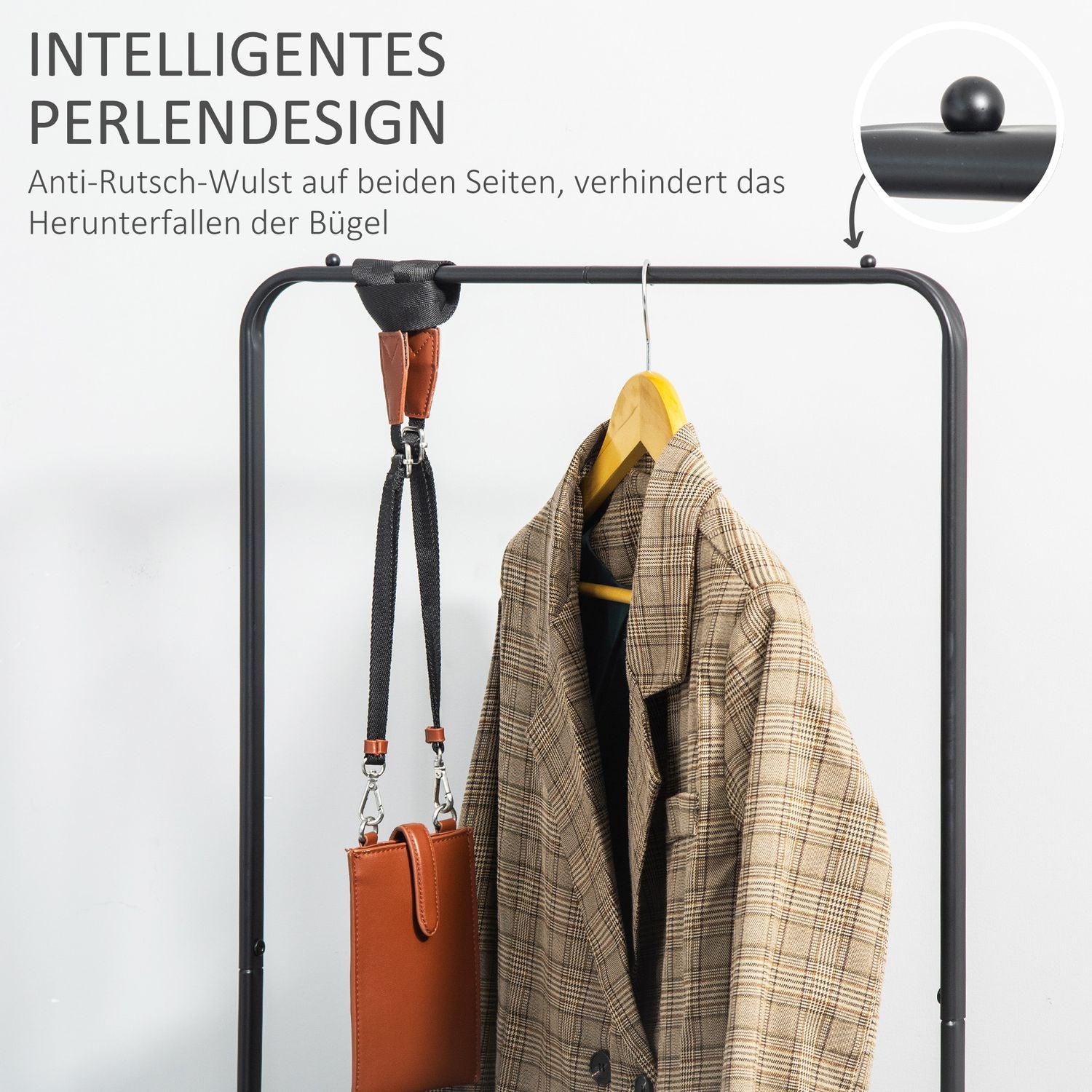 Stål Kläder & skoställ på hjul, 16 kg kapacitet, svart