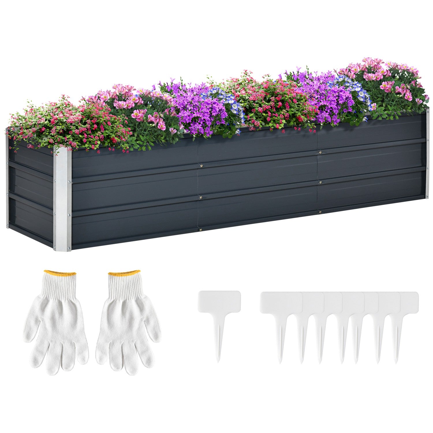 Stål XXL Upphöjd Garden Bed Planter Box, 183x47x40 cm