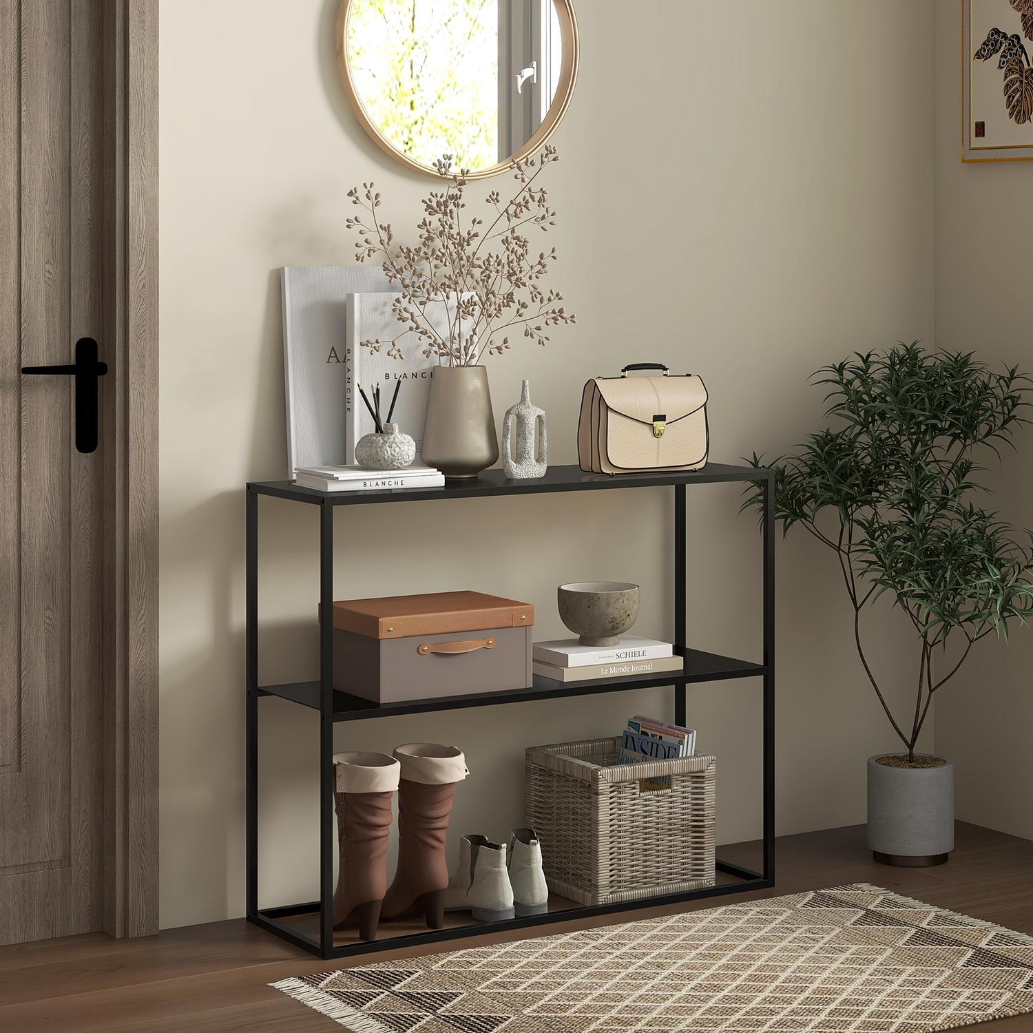 Stålkonsolbord, 2-våningsdesign, 90x30x75 cm