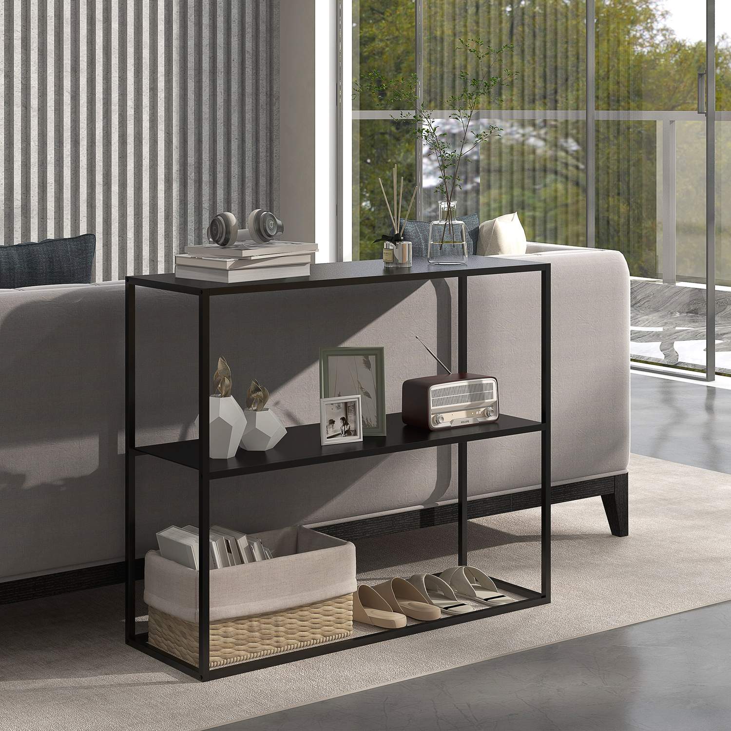 Stålkonsolbord, 2-våningsdesign, 90x30x75 cm