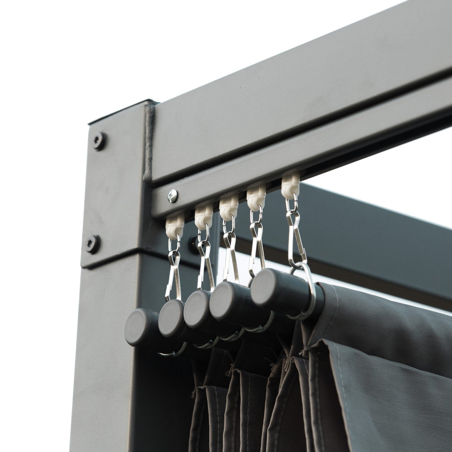 Stålpergola 4x3m med justerbart tak, mörkgrå