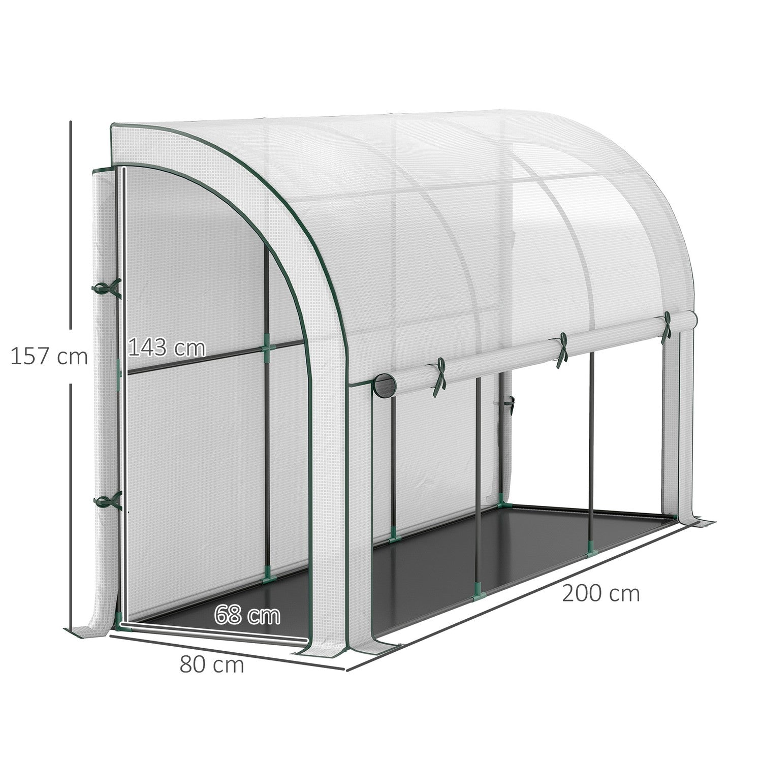 Stålväxthus med UV-skydd, 300x80x157cm, Vit