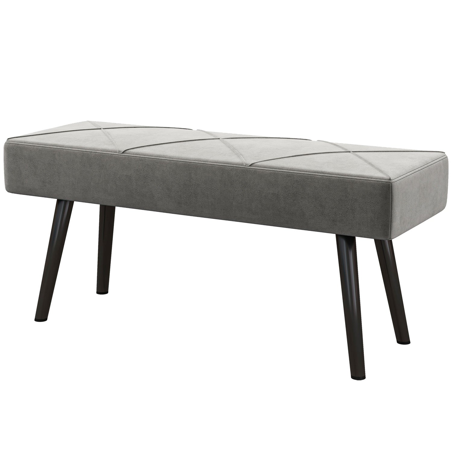 Sammetsklädd bänk – grå, 100x36x45 cm, 120 kg kapacitet
