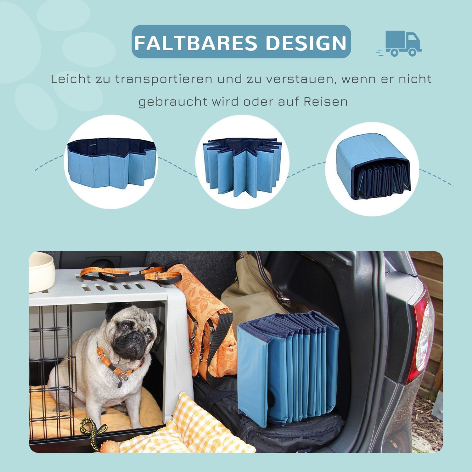 Stor hundpool, robust PVC/trä, 120x30 cm – Sommaravkylning