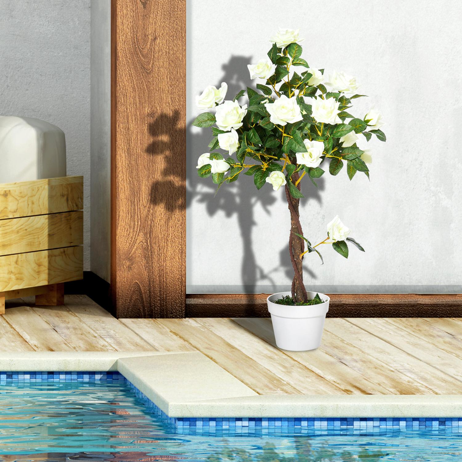 Stort 90 cm konstgjordt rosenträd i kruka för heminredning