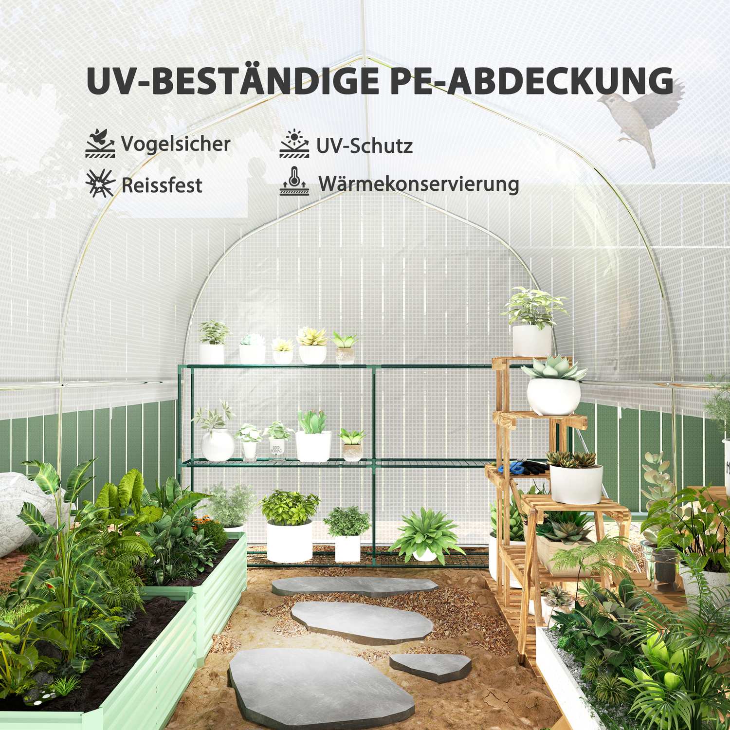 Stort filmväxthus, 3x2x2m, UV-beständigt, upprullbara sidor