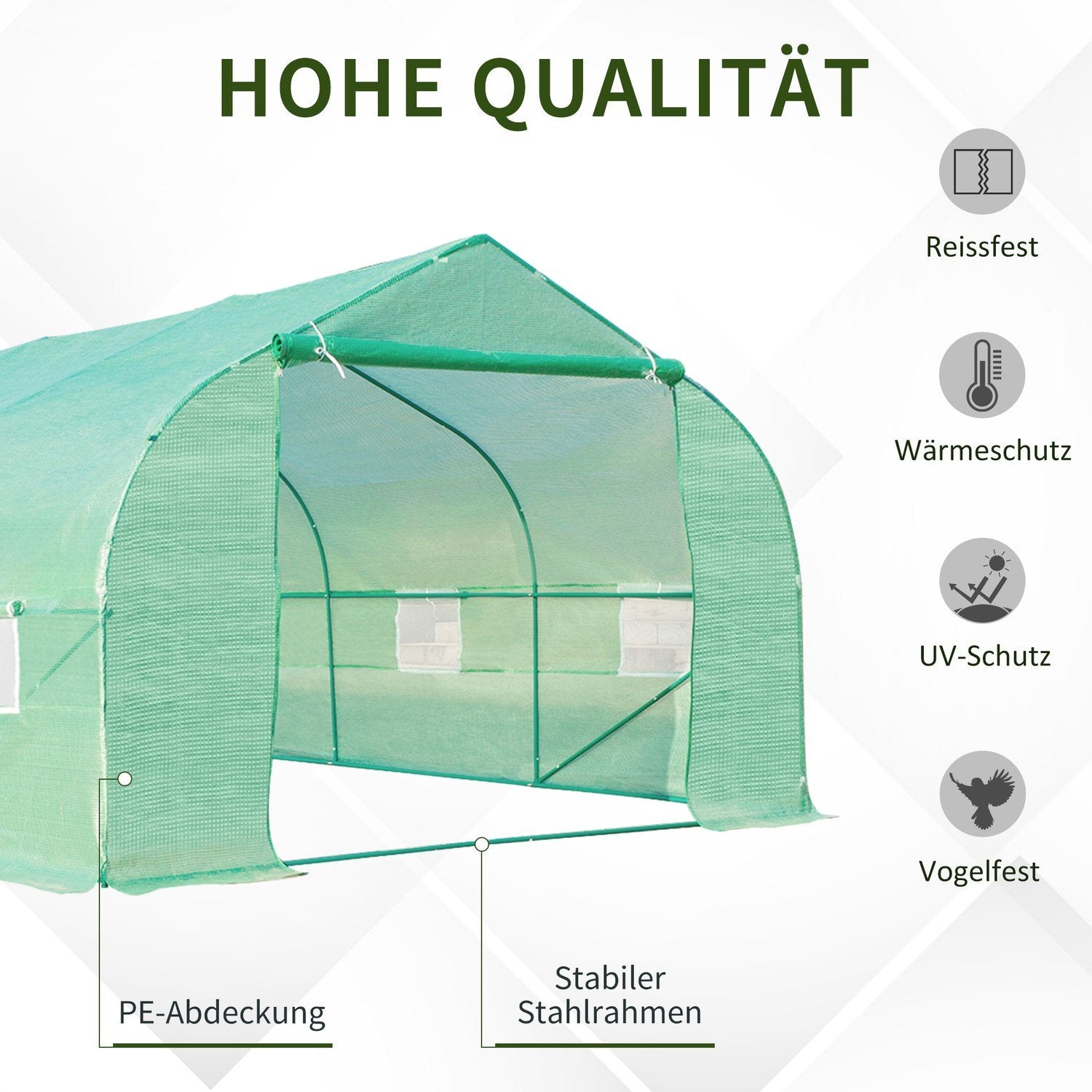 Tomato House Cold Frame Växthus Med Gaveltak, Folie Växthus, Grön, 600X300X200Cm