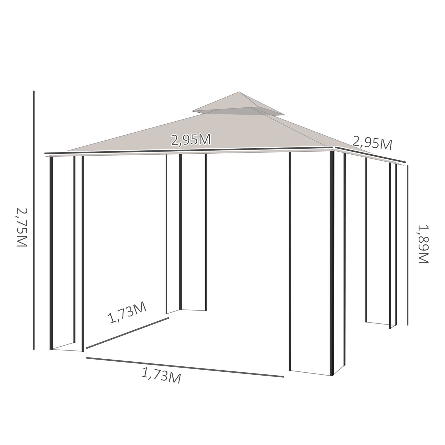 Paviljong Trädgård Paviljong Partytält Trädgårdstält Markeringstält Dubbeltak 3X3M