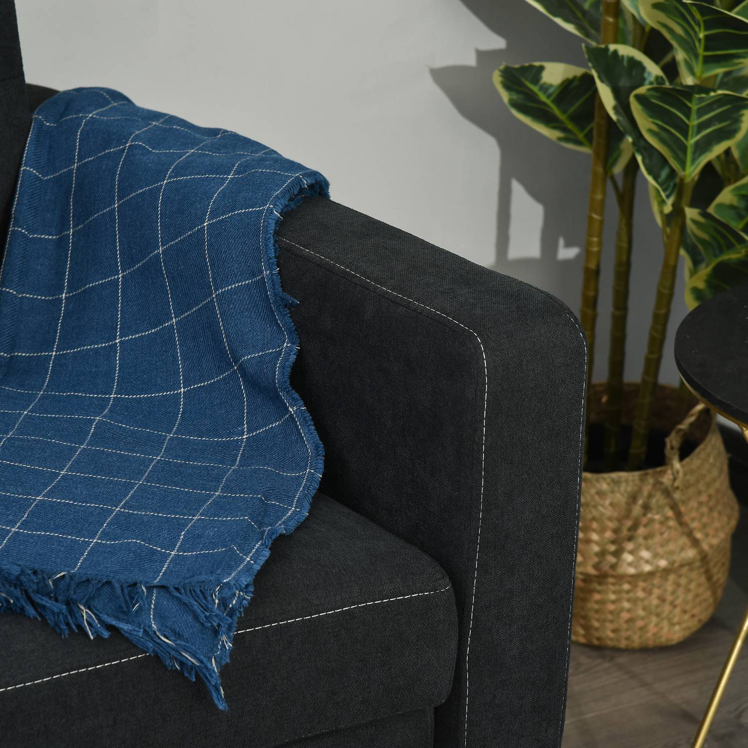 Svart 2-sits hopfällbar bäddsoffa i tyg med sömnfunktion