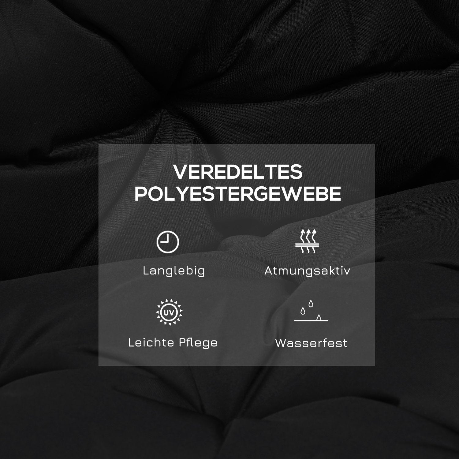 Svart 3-sits bänkkudde med remmar – 100x98x8 cm