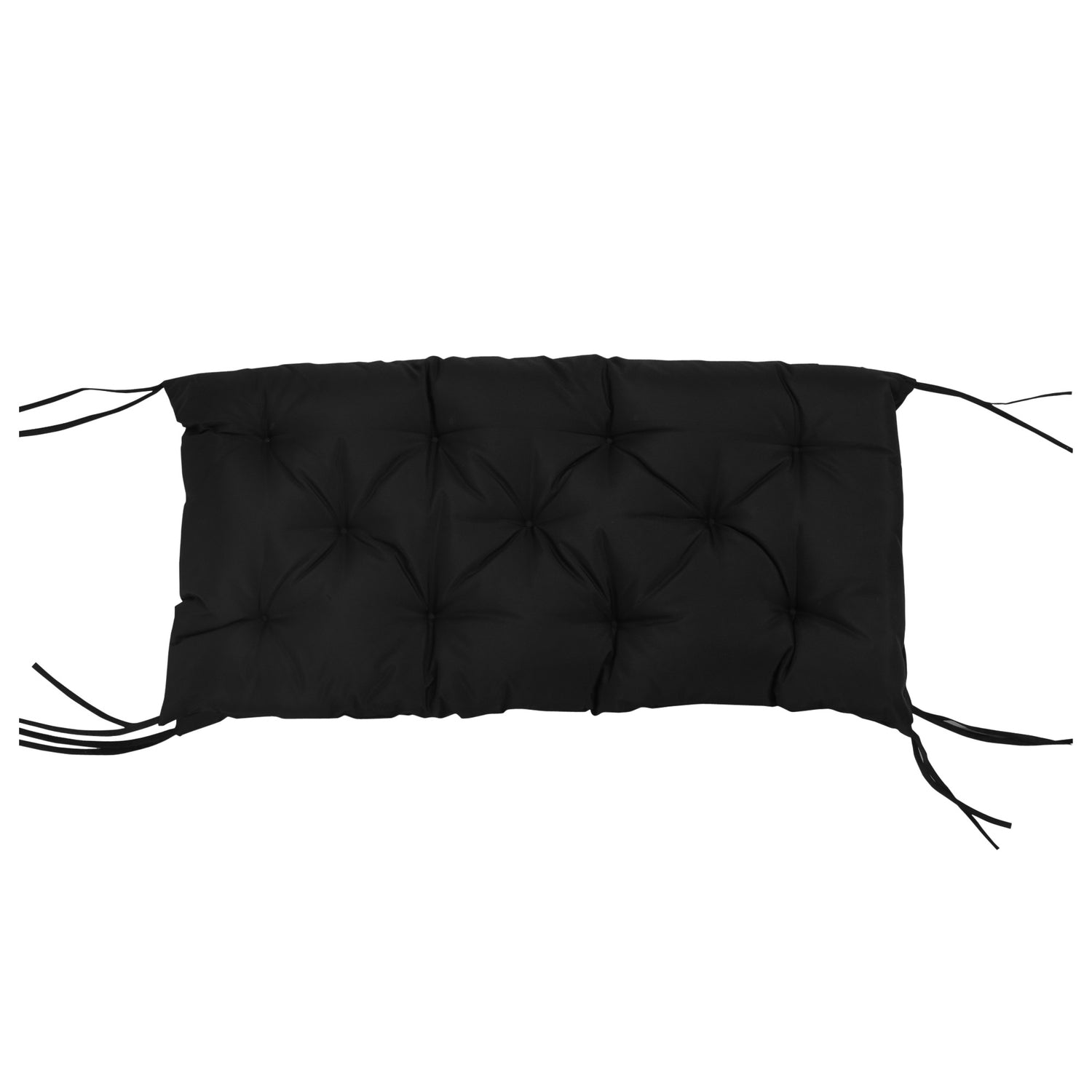 Svart 3-sits bänkkudde med remmar – 100x98x8 cm