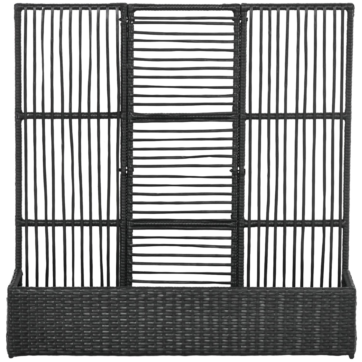 Svart Polyrattan Upphöjd trädgårdssäng med spaljé 103x103x29 cm