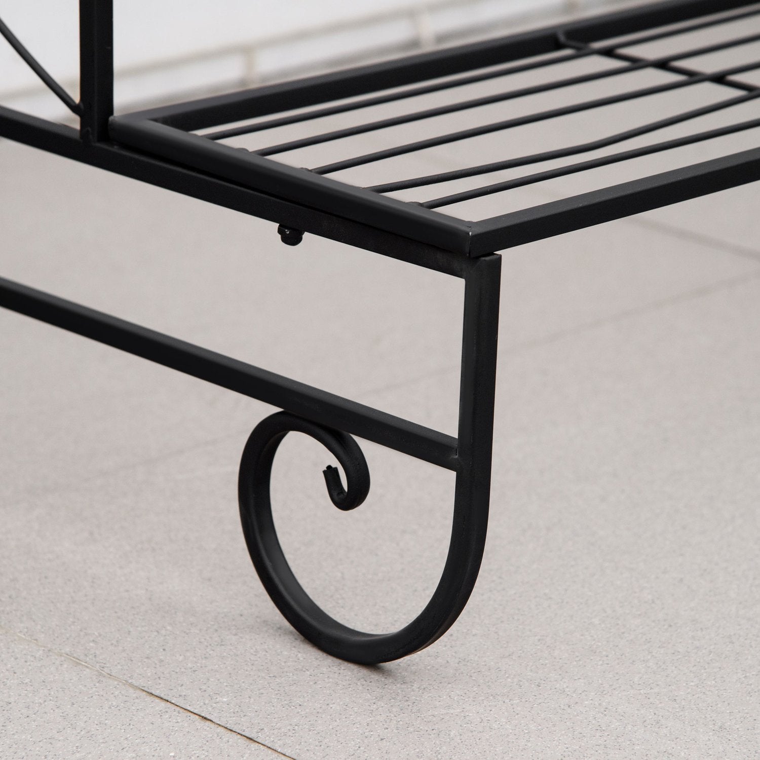 Svart metall 3-vånings växtställ för trädgård och balkong