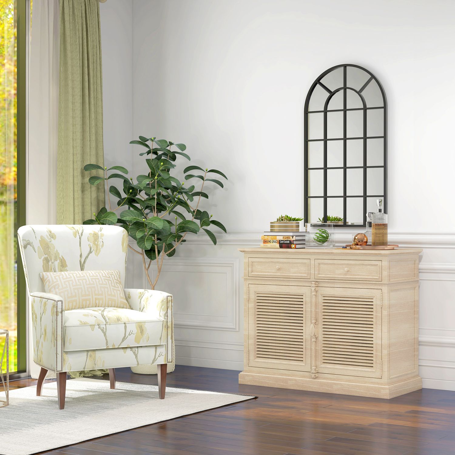 Svart metallram väggspegel, 110 x 62 cm, mångsidig hängspegel