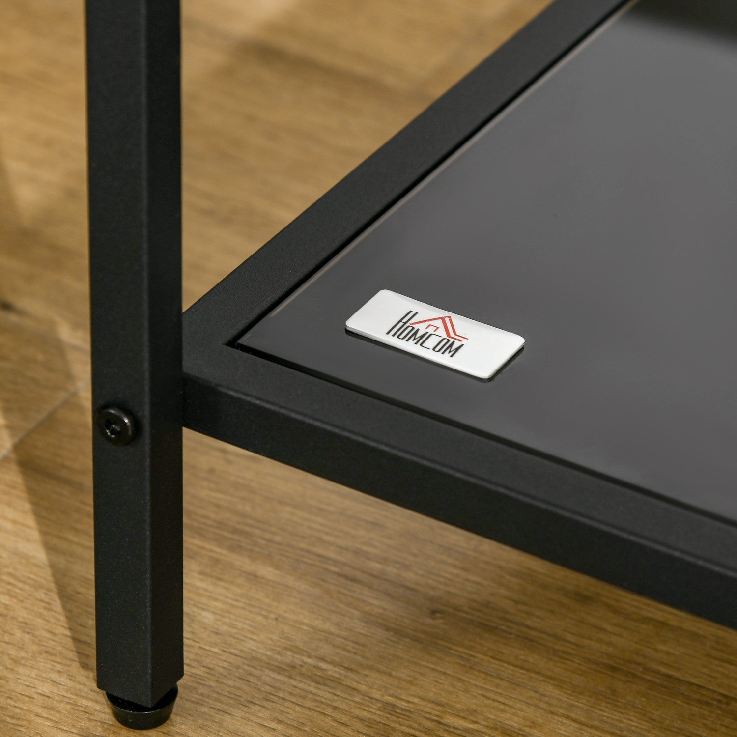 Svart sidobord i härdat glas – 2 våningar, 40 x 40 x 50 cm