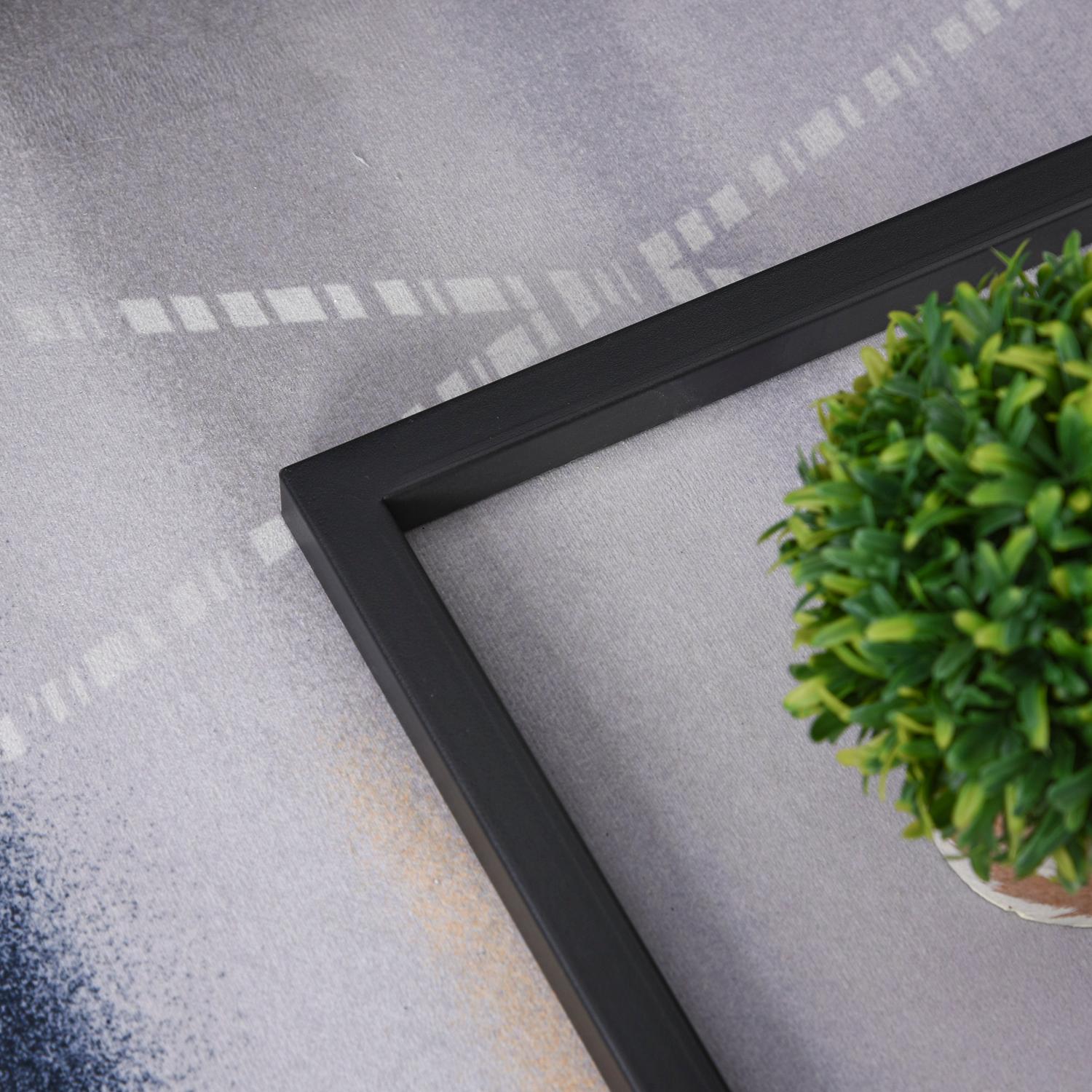 Svart soffbord, marmorfinish, metallstomme, 45x30x51,5 cm