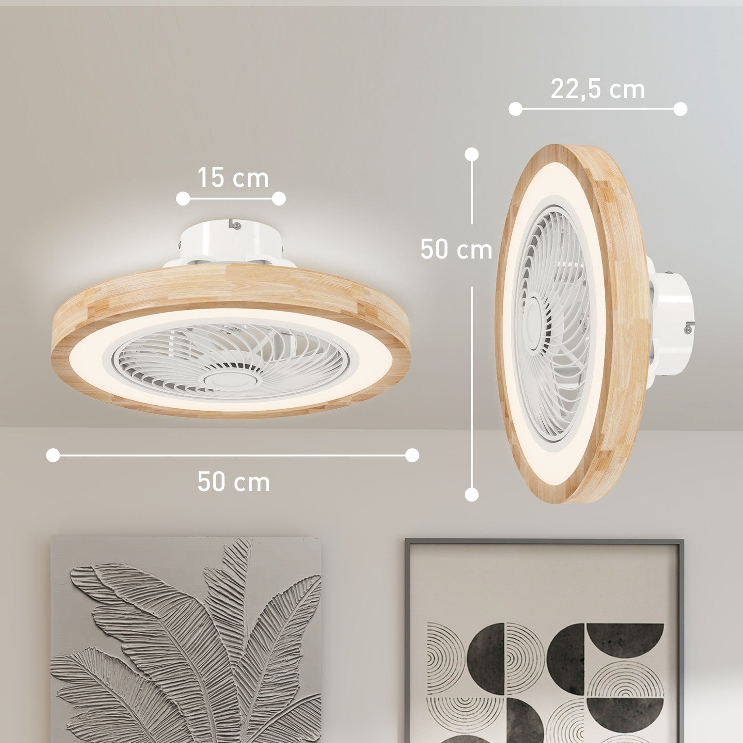 Takfläktljus med fjärrkontroll, dimbar LED, RGB 6-hastighet