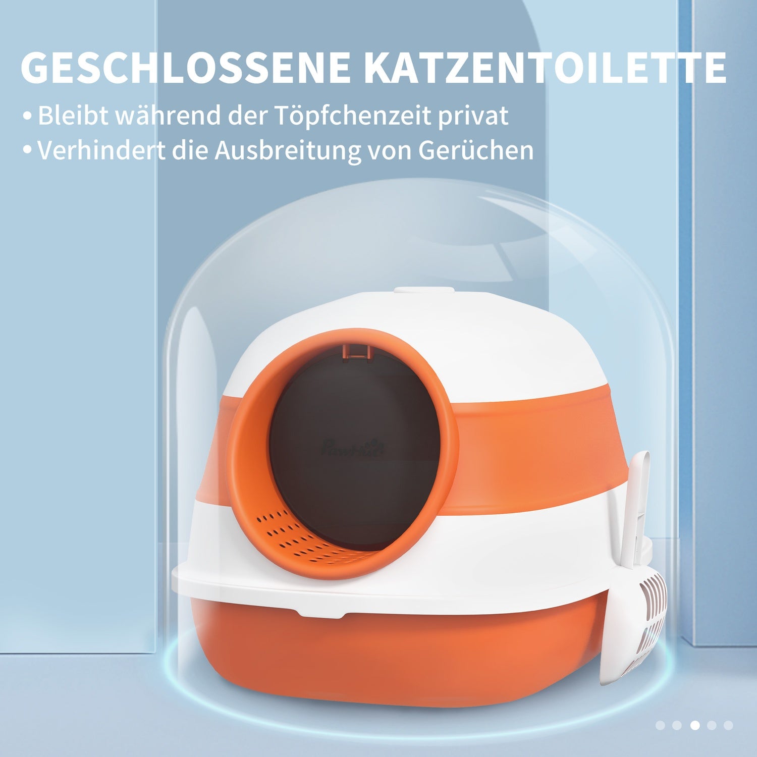 Täckt kattsandlåda med luktborttagare och skopa