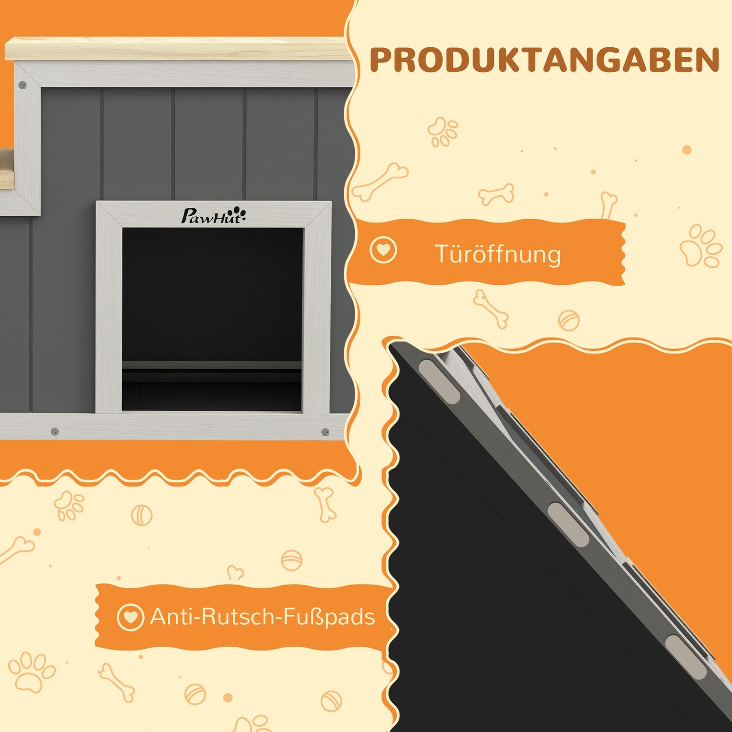 Trä 3-stegs husdjursramp med grotta, stöder upp till 30 kg