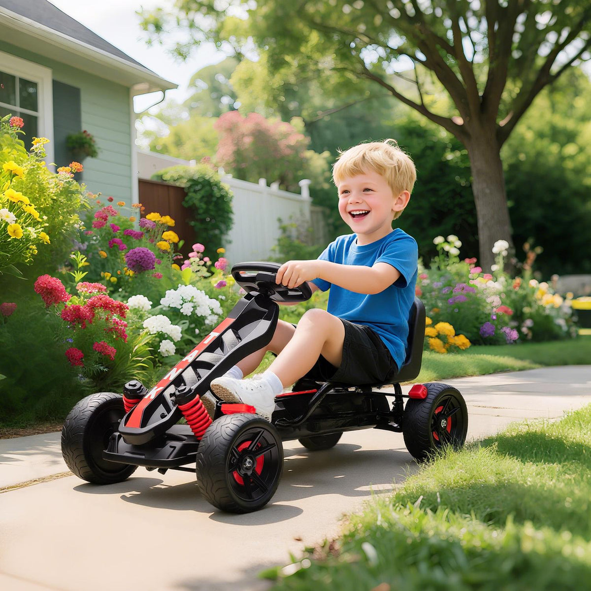Trampgokart för barn, broms, halkfria hjul, åldrar 3-6