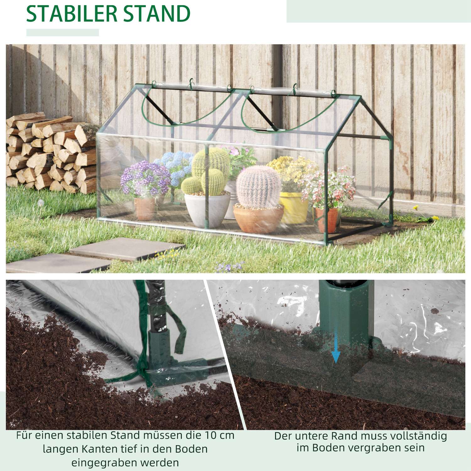 Transparent PVC-växthus med fönster – 120x60x60 cm