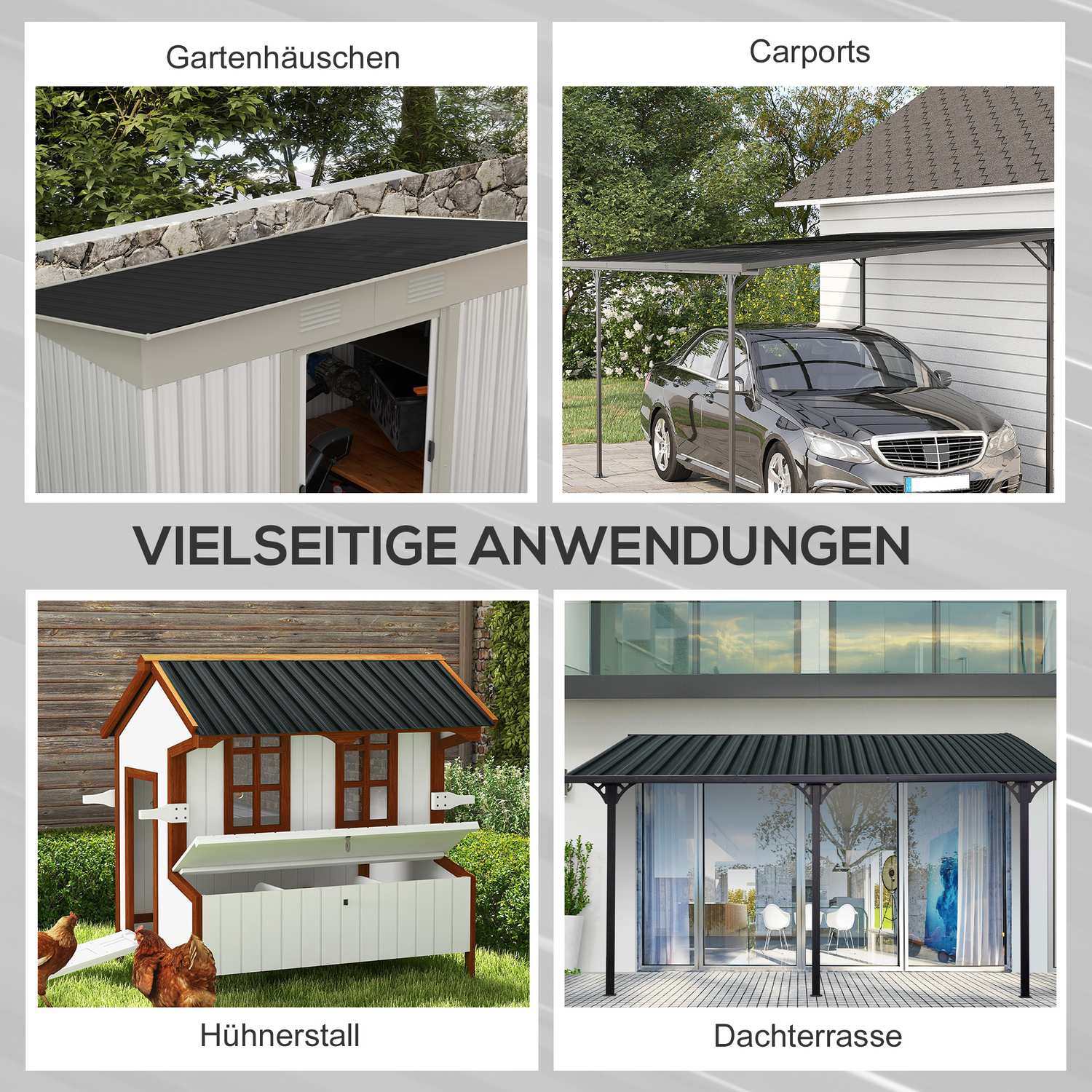 Trapetsformade galvaniserade takpaneler, 129x45 cm, 7 m², väderbeständig